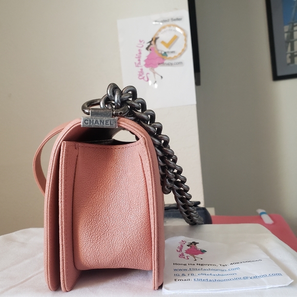 Chanel boy pink caviar ruthenium hardware small bag - Picture 4 of 8